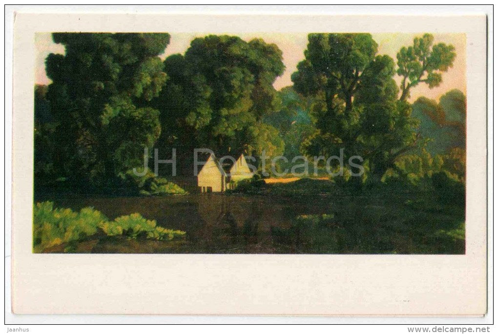 painting by N. Krymov - Water Mill - russian art - used - JH Postcards