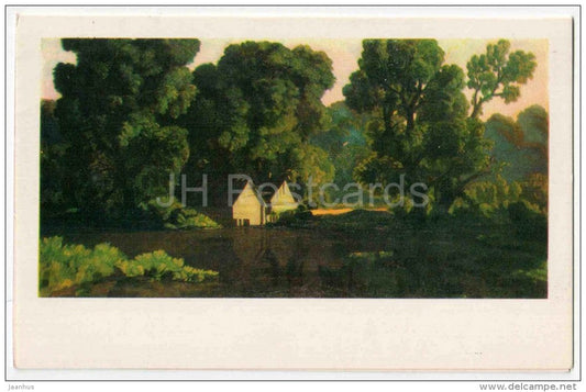 painting by N. Krymov - Water Mill - russian art - used - JH Postcards