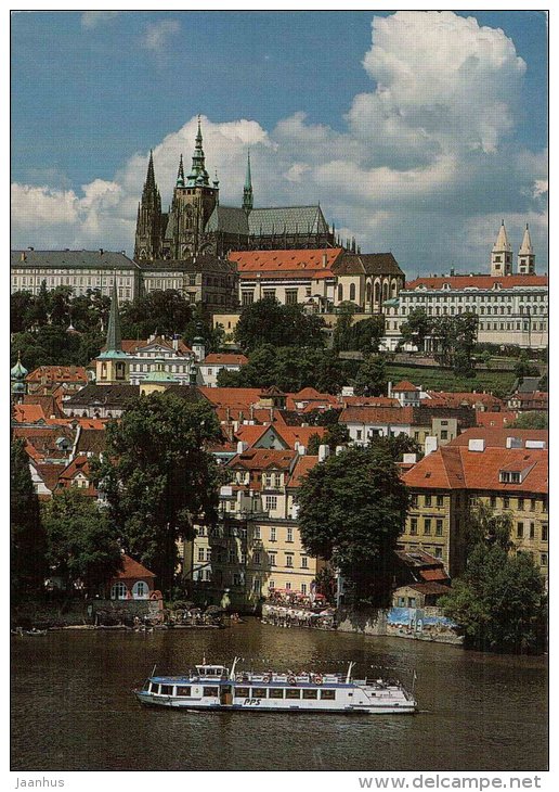 The Prague Castle - passenger boat - Praha - Prague - Czech - used 1997 - JH Postcards