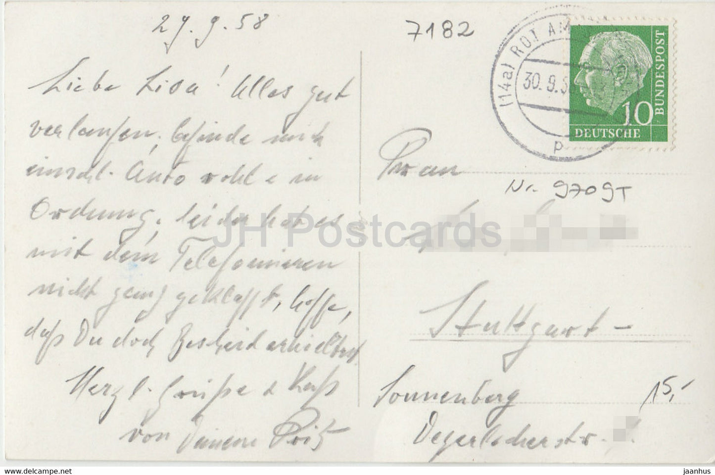 Amlishagen - Kreis Gerabronn - 154397 - alte Postkarte - 1958 - Deutschland - gebraucht
