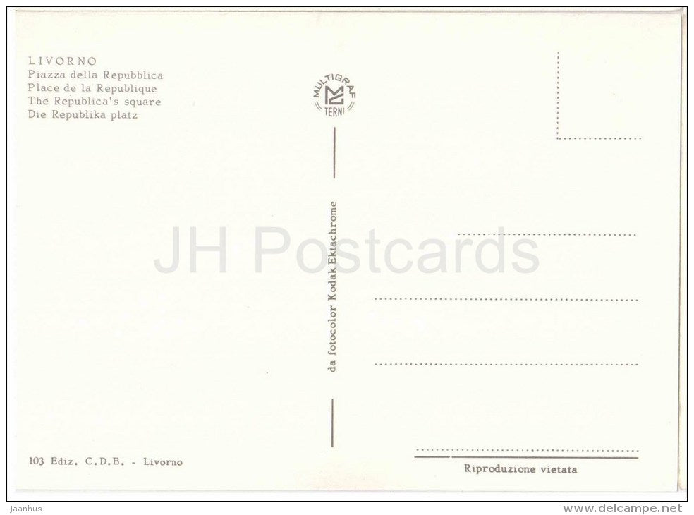 Piazza della Repubblica - square - Livorno - Toscana - 103 - Italia - Italy - unused - JH Postcards