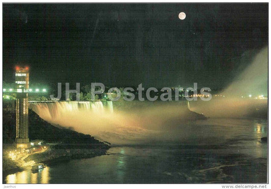 nightly dispaly - waterfall - Niagara Falls - Canada - unused - JH Postcards