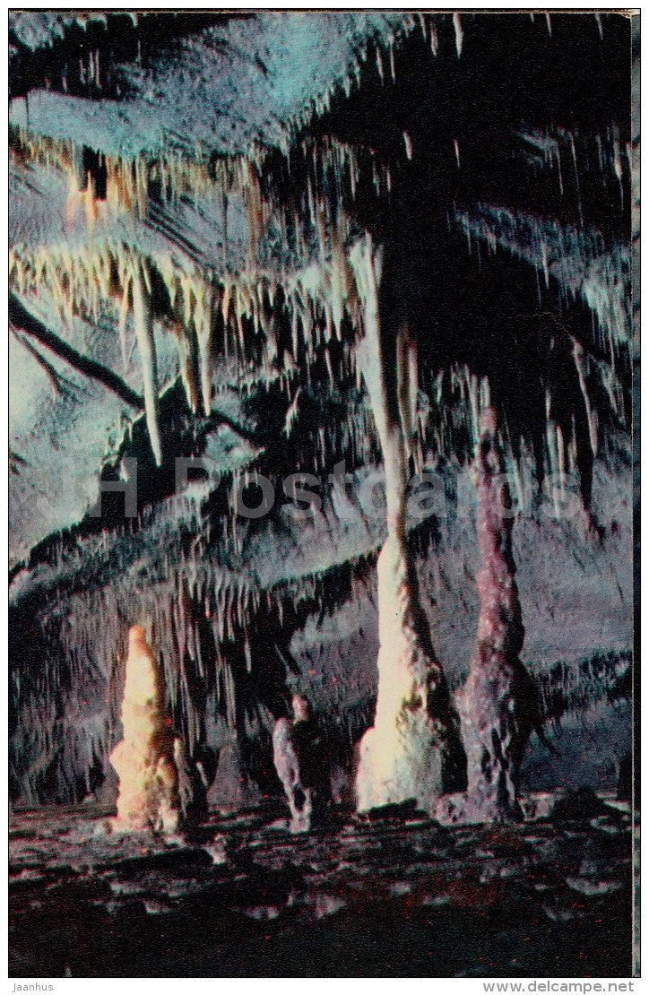 stalactites stalagmites - New Athos Cave - Novyi Afon - Abkhazia - Turist - 1976 - Georgia USSR - unused - JH Postcards