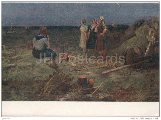 painting by F. Doroshevich - 2 - After the Work - women - russian art - unused - JH Postcards