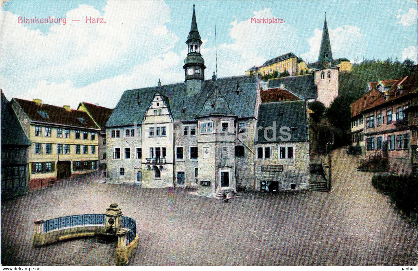 Blankenburg Harz - Marktplatz - 4 - Harz Zahnrad Bahn Blankenburg Rubeland Tanne - old postcard - Germany - unused - JH Postcards