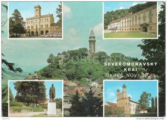Novy Jicin - Town Hall - North Moravia - castle - monument - Czechoslovakia - Czech - used 1982 - JH Postcards