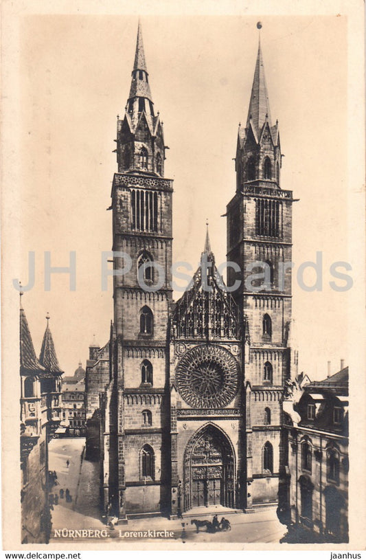 Nurnberg - Lorenzkirche erbaut Ende des 15 Jahrhunderts - church - old postcard - Germany - unused - JH Postcards