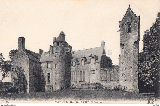 Chateau de Gratot - castle - 95 - old postcard - 1918 - France - used - JH Postcards