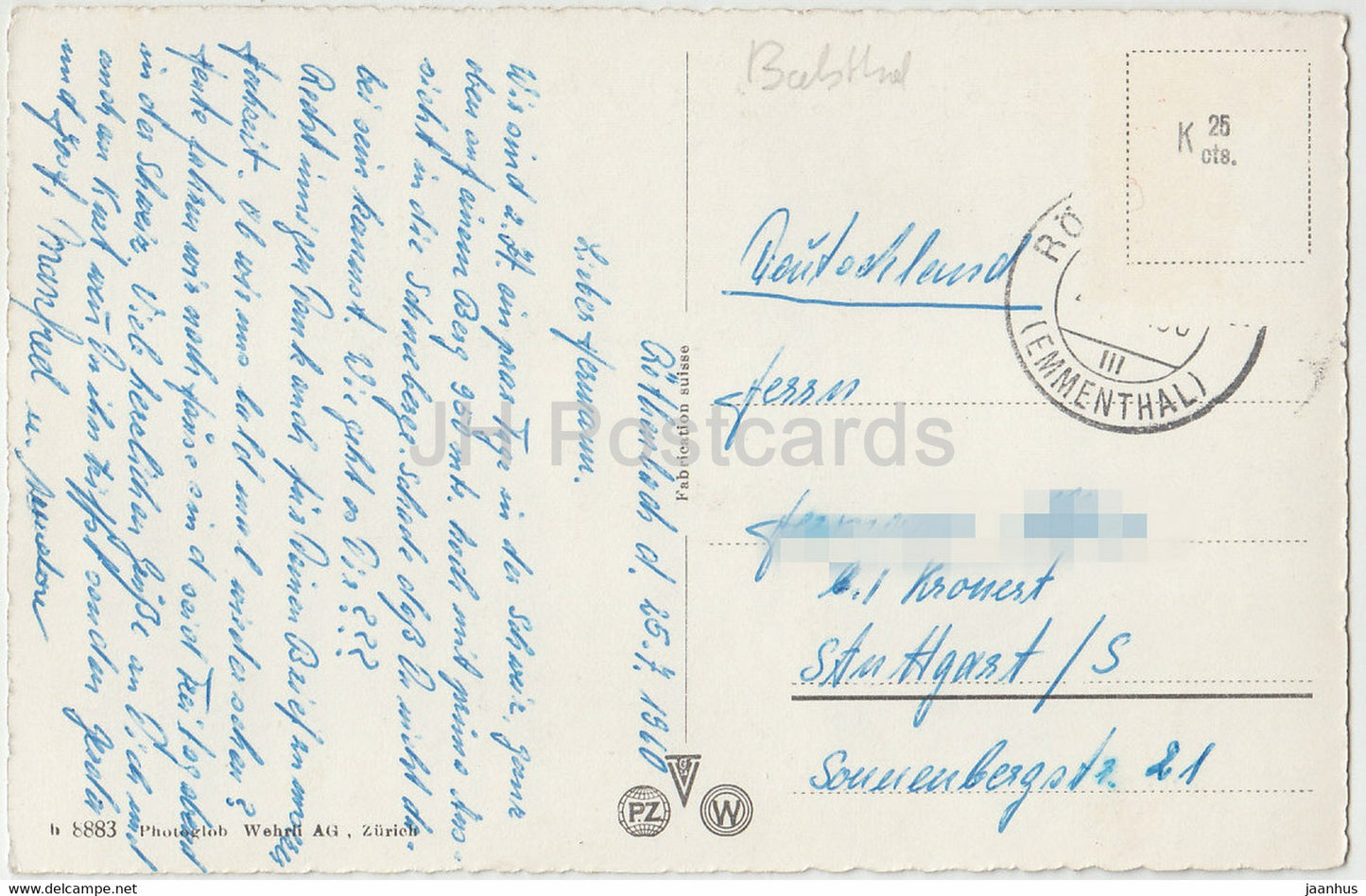 Balsthal - Neu Falkenstein - 8883 - 1960 - Schweiz - gebraucht
