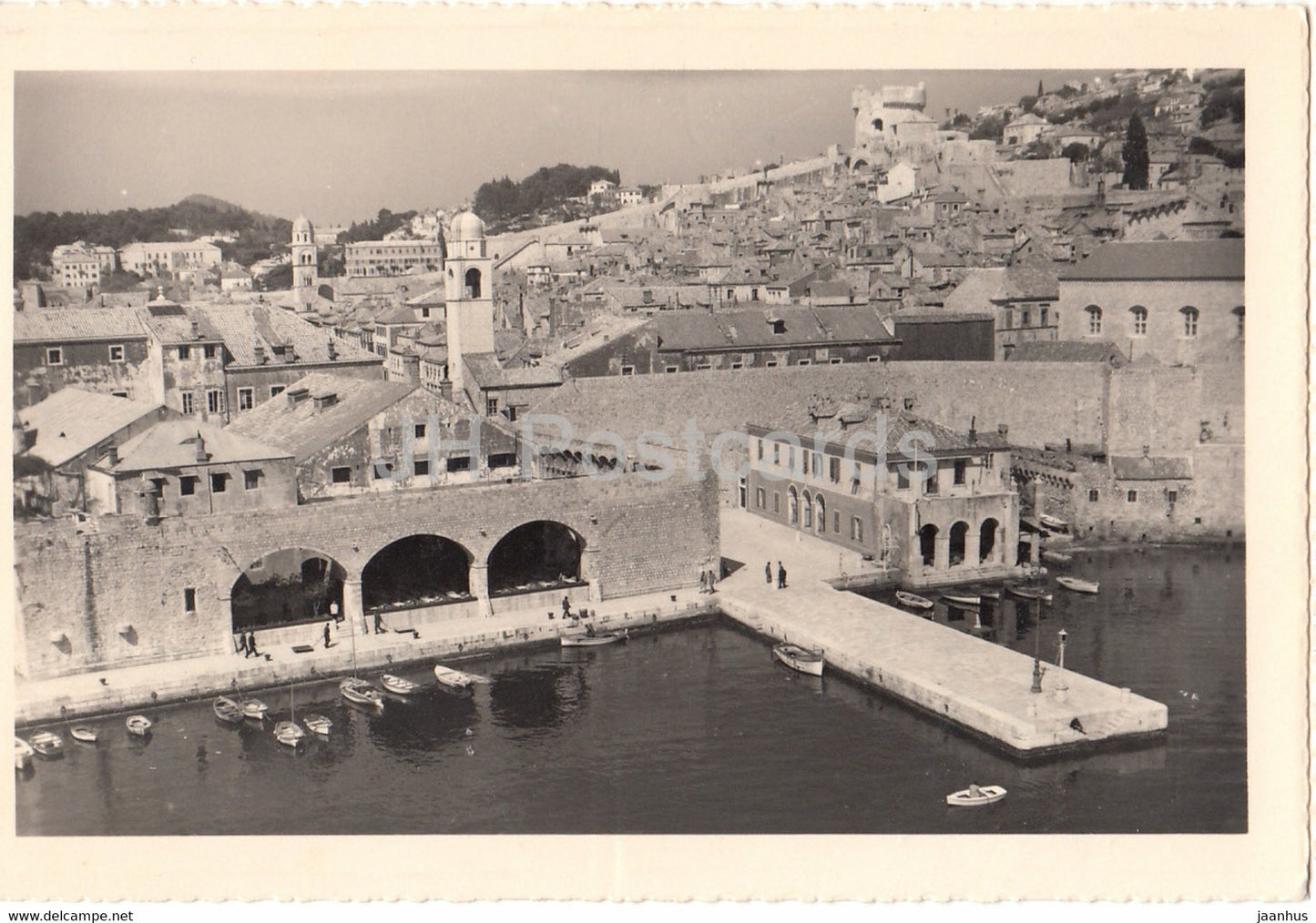 Dubrovnik - stara gradska luka - old town port - old postcard - 1950s - Yugoslavia - Croatia - used - JH Postcards