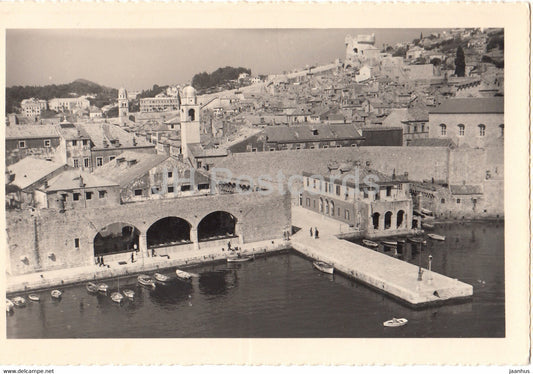 Dubrovnik - stara gradska luka - old town port - old postcard - 1950s - Yugoslavia - Croatia - used - JH Postcards
