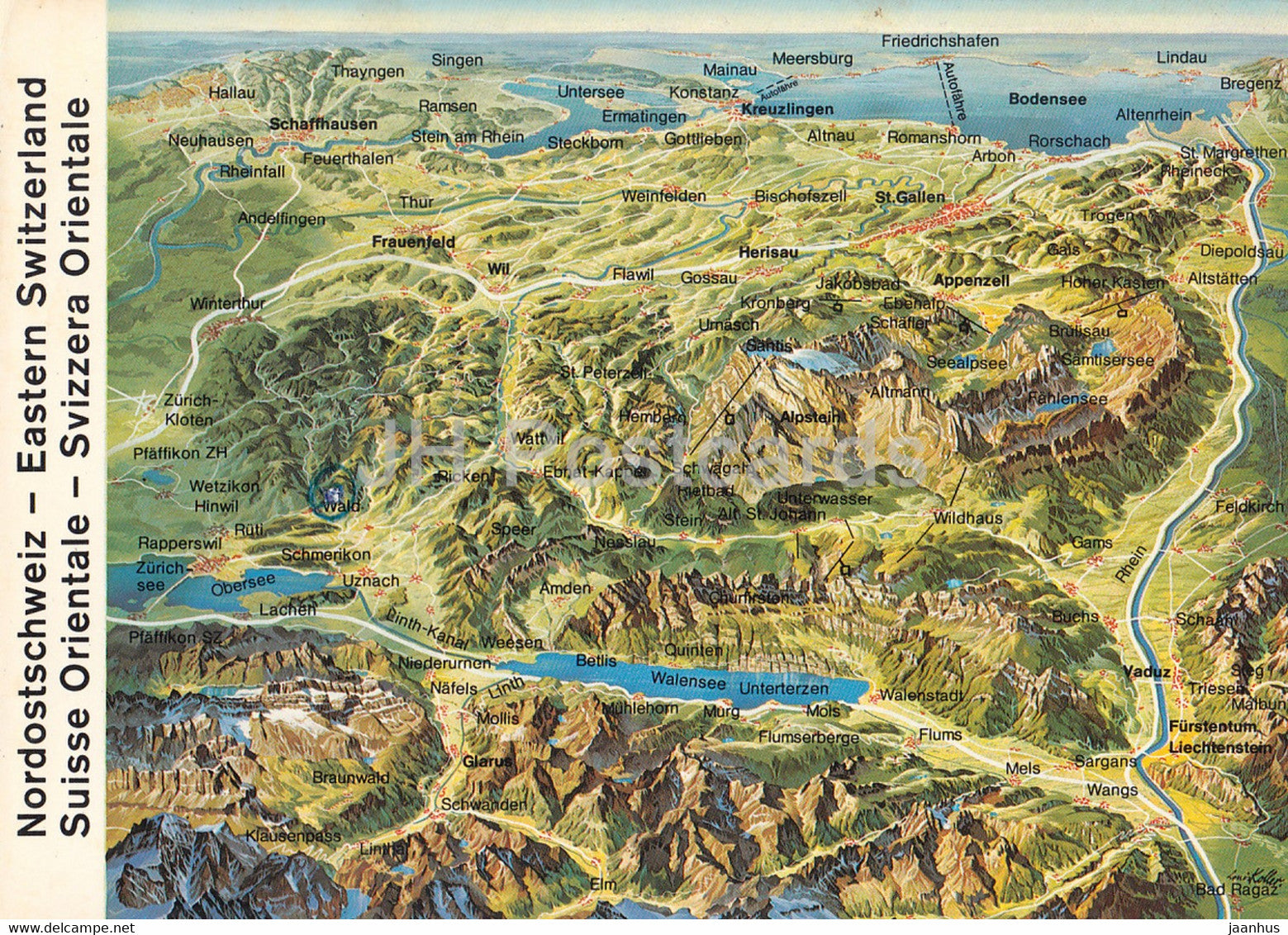 Nordostschweiz - Eastern Switzerland - map - Switzerland - used - JH Postcards