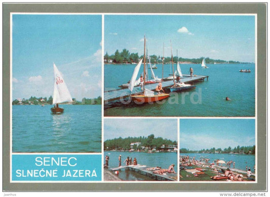 Senec - Slnecne lakes - beach - sailing boat - Czechoslovakia - Slovakia - used - JH Postcards