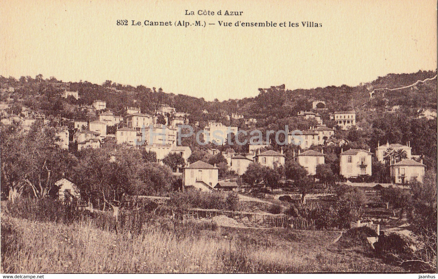 Le Cannet - Vue d'ensemble et les Villas - 852 - old postcard - France - unused - JH Postcards