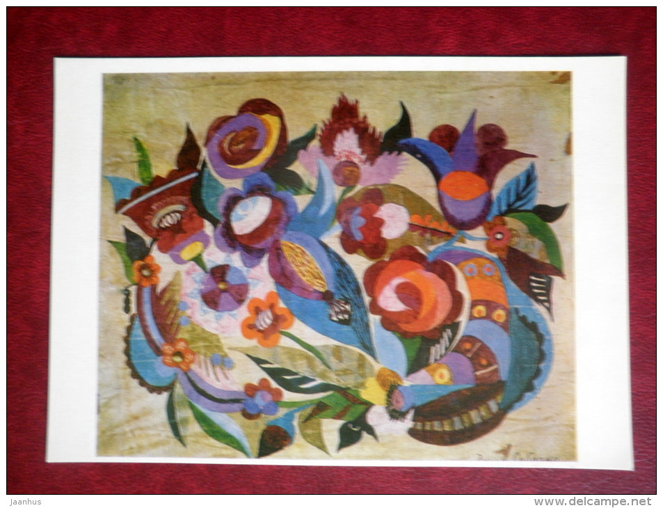 Field Bluebells by H. Sobachko-Shostak - Ukraine craftsmen of decorative painting - 1973 - Ukraine USSR - unused - JH Postcards