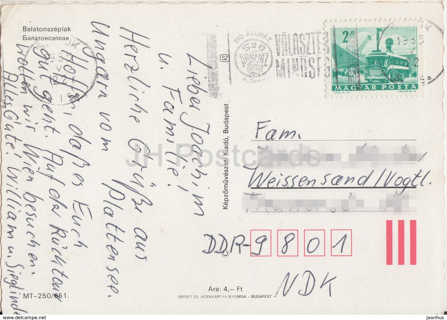 Balaton - Balatonszeplak - sailing boat - hotel - multiview - 1985 - Hungary - used