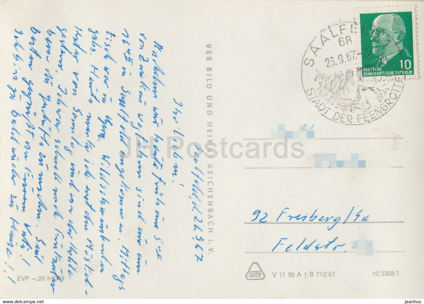 Grusse von den Feengrotten Saalfeld Saale - 1967 - Allemagne DDR - d'occasion