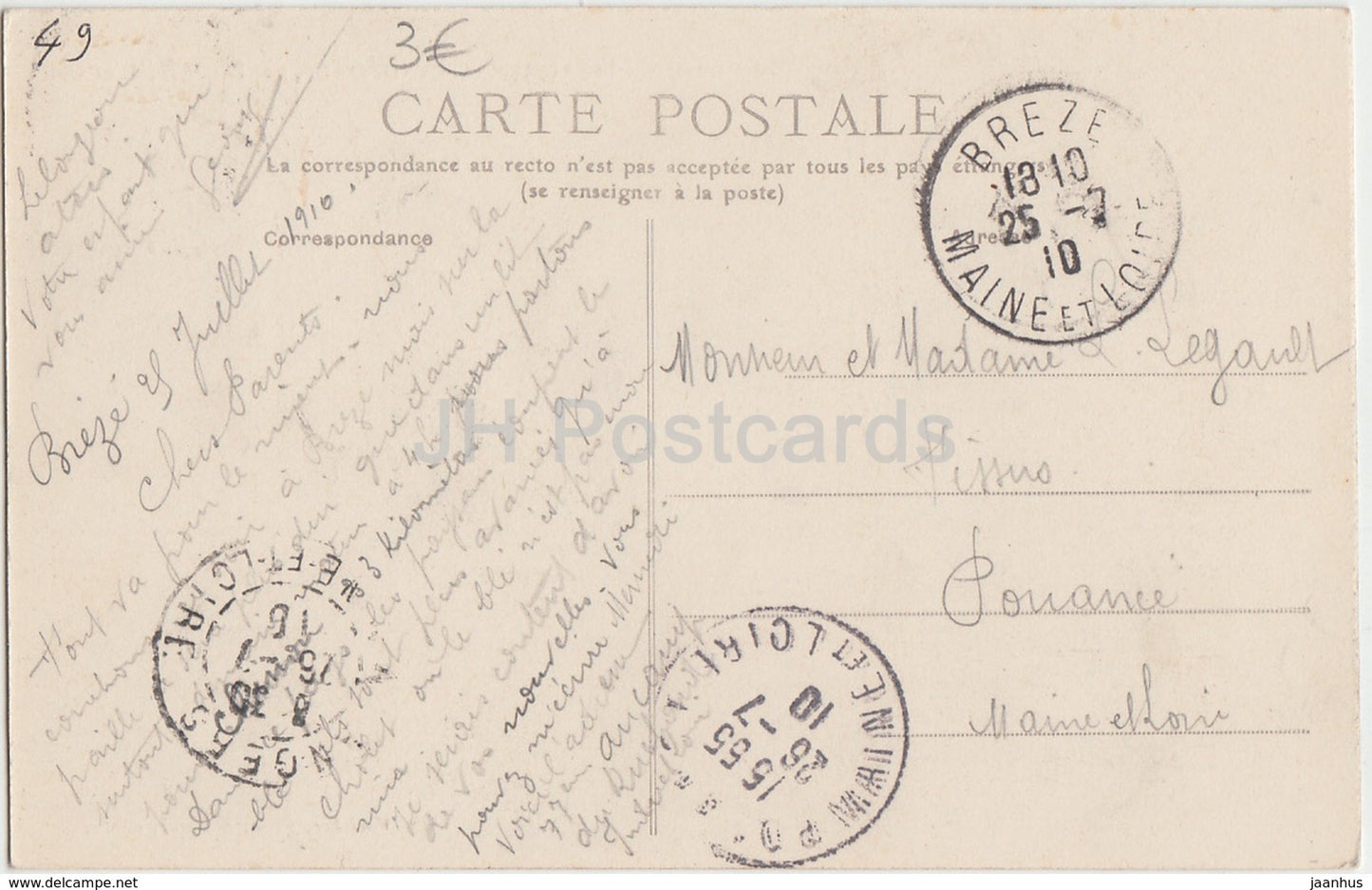 Environs de Saumur Grandfonds par Breze - castle - 79 - 1910 - old postcard - France - used