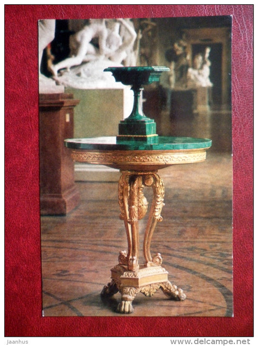 Vase , 1830s  - Peterhof LaPidary Works - Russian Malachite - The Hermitage , Leningrad - 1980 - Russia USSR - unused - JH Postcards