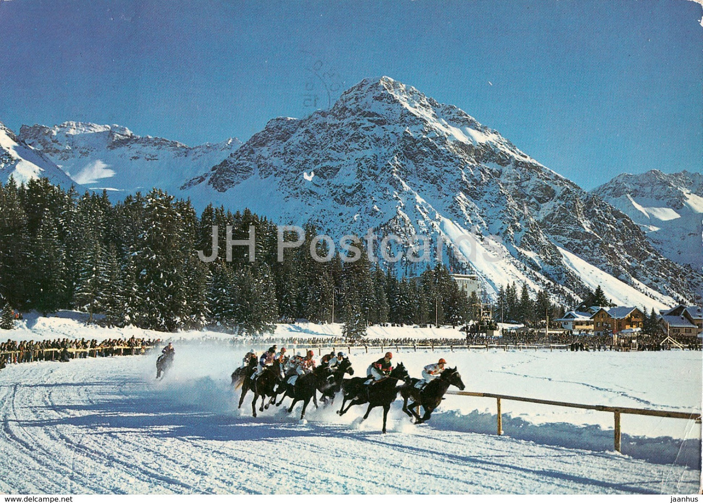 Arosa 1800 m - Pferderennen aud dem Obersee - horse race - Switzerland - used - JH Postcards