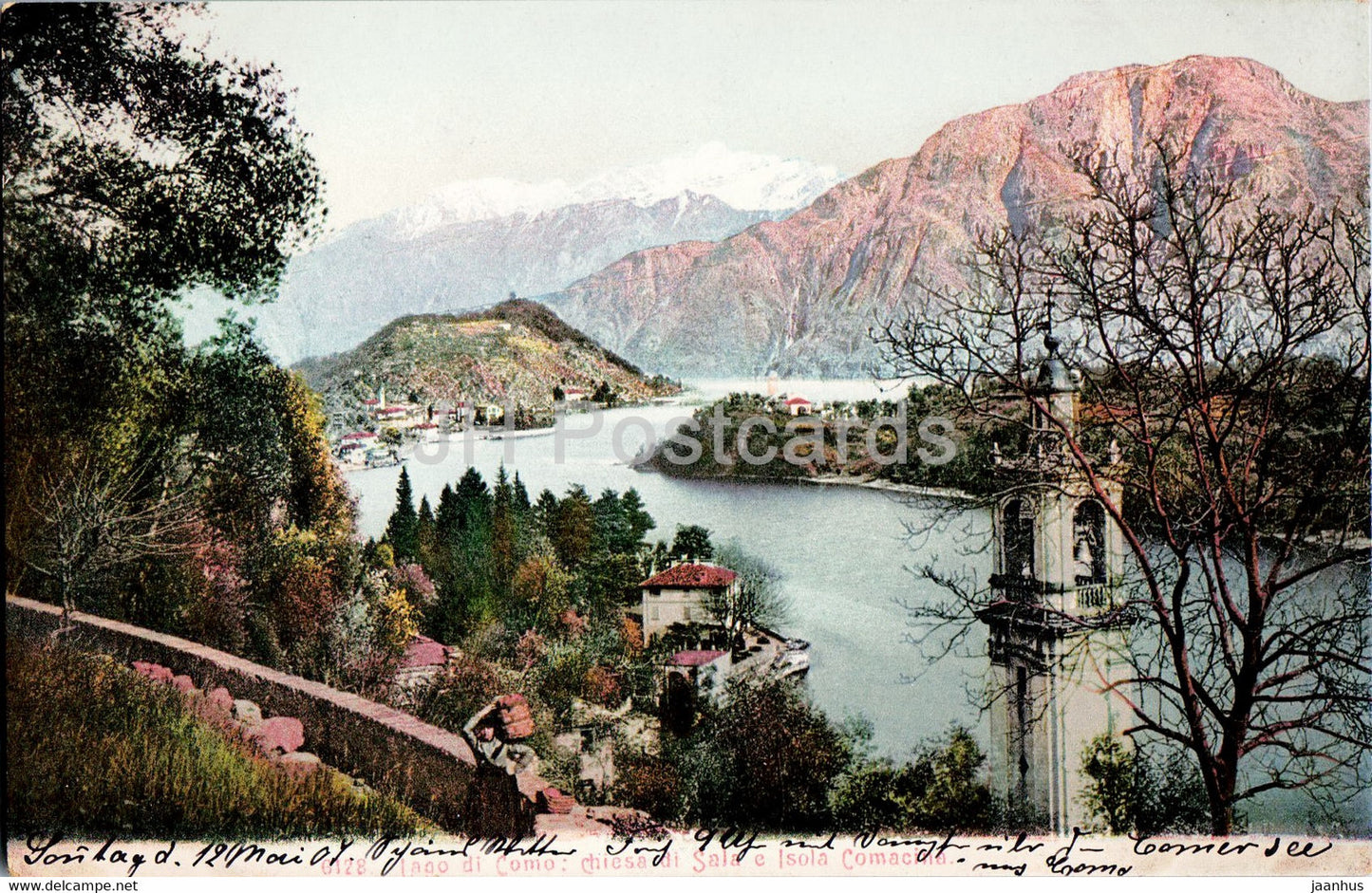Lago di Como - Chiesa di Sala e Isola Comacina - 6128 - old postcard - 1907 - Italy - used - JH Postcards