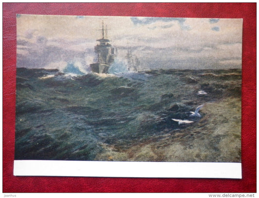 Painting by Richard Sagrits - Peacekeeping - warships - estonian art - unused - JH Postcards