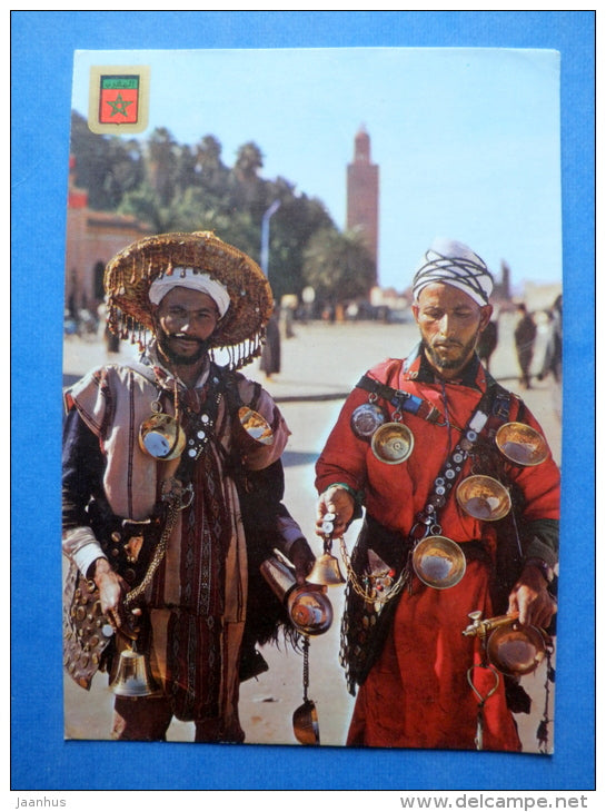 Water Carriers - Typical Morocco - bells - sent from Morocco to Estonia USSR 1983 , Tallinn - Morocco - used - JH Postcards