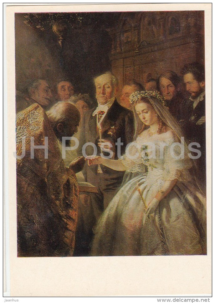 painting by V. Pukirev - Unequal Marriage , 1862 - Russian art - Russia USSR - 1977 - unused - JH Postcards