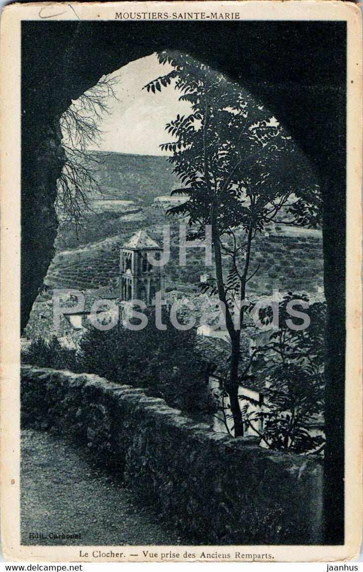 Moustiers Sainte Marie - Le Clocher - Vue prise des Anciens Remparts - old postcard - France - unused - JH Postcards