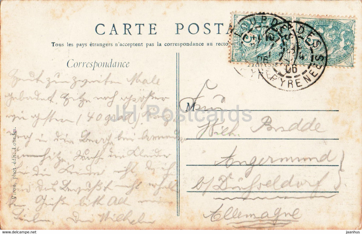 Basilique Notre Dame de Lourdes - La Nuit - cathedrale - 26 - old postcard - 1906 - France - used