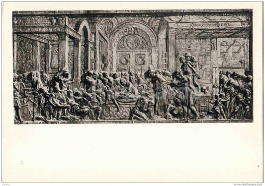 sculpture by Donatello - The miracle of the miser's heart , 1448 - relief of an altar - italian art - unused - JH Postcards