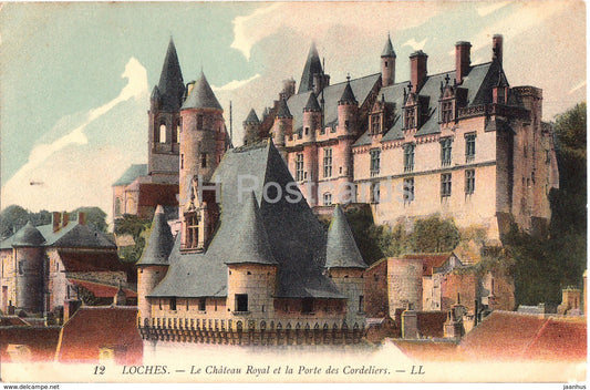 Loches - Le Chateau Royal et la Porte des Cordeliers - castle - 12 - old postcard - France - unused