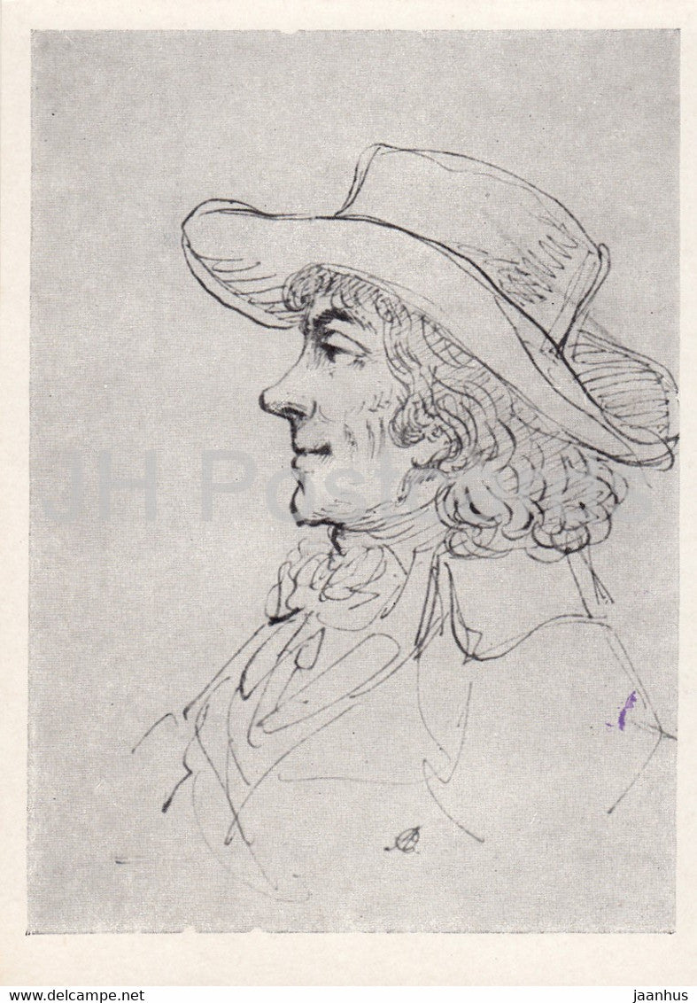 Drawing by A. Orlovsky - Portrait of Polish Engineer Tadeusz Kosciuszko - Russian art - 1957 - Russia USSR - unused - JH Postcards