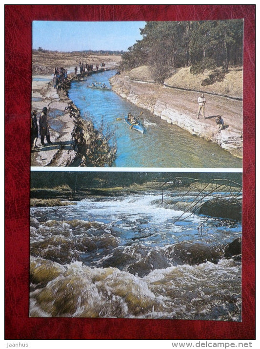 Vähiküla cascade at Vääna river - canoe - 1982 - Estonia - USSR - unused - JH Postcards