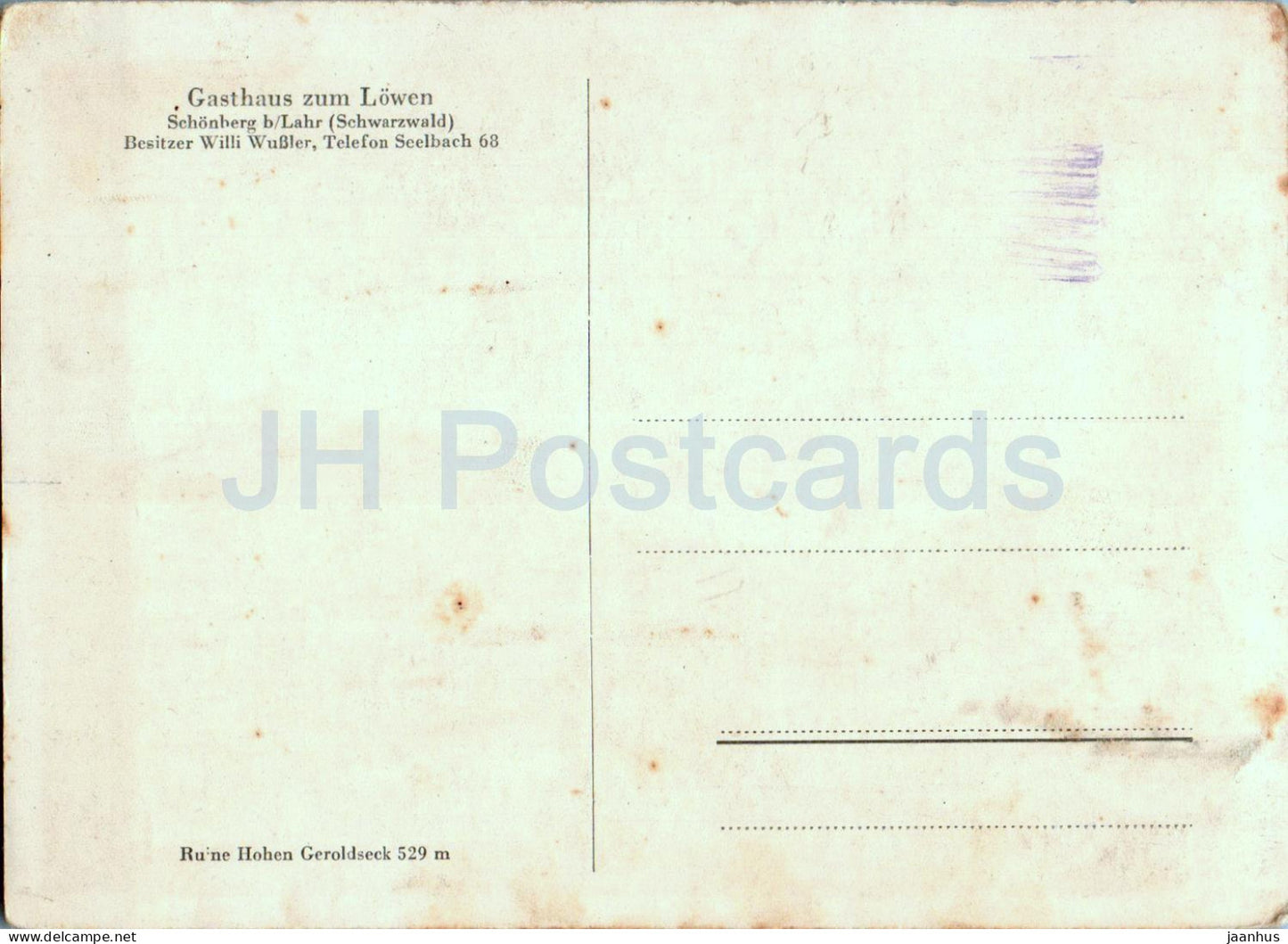 Ruine Hohen Geroldseck 529 m - Gasthaus zu Lowen - old postcard - Germany - unused
