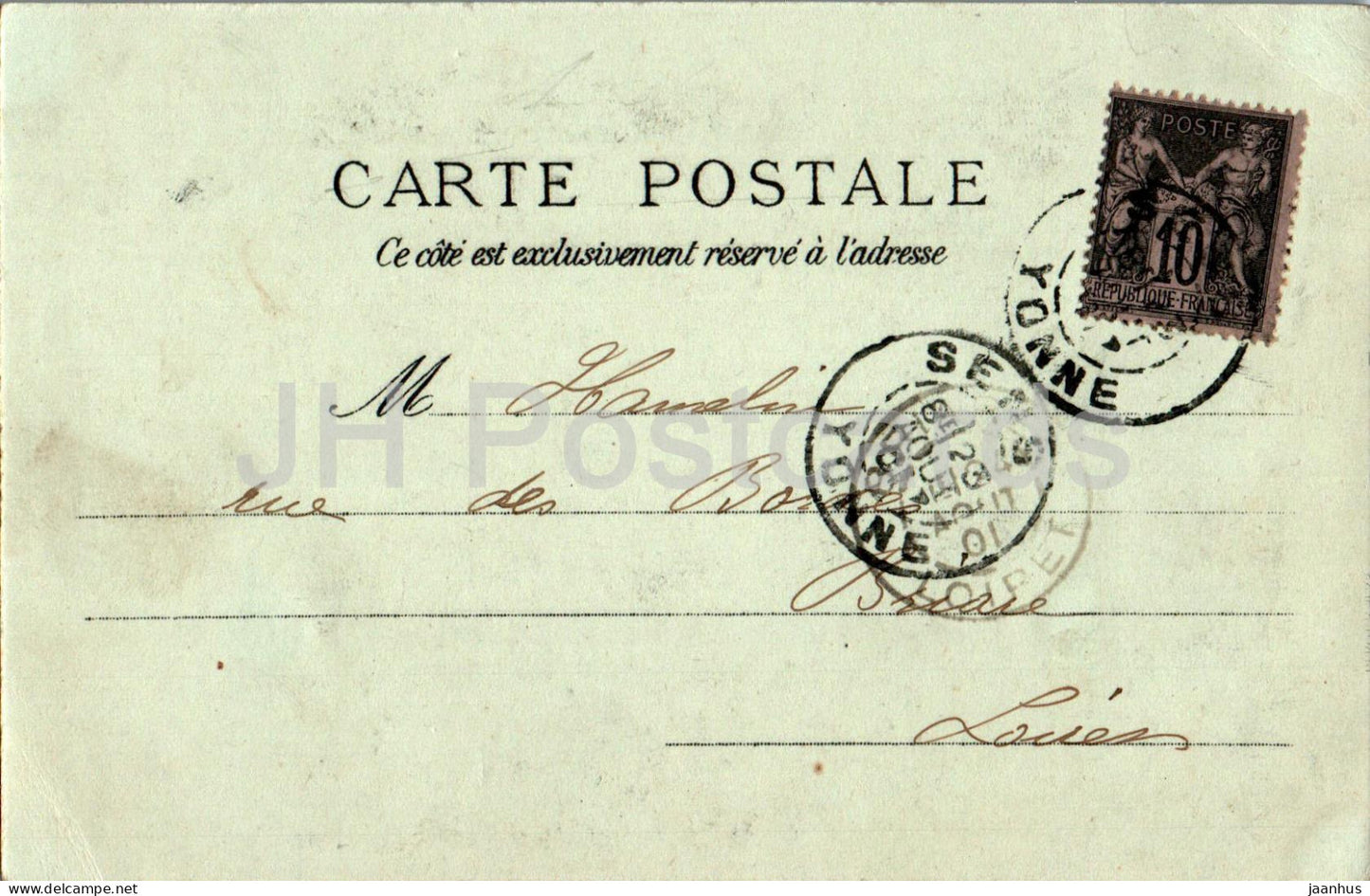 Vue de Sens - dessin de P. Heure - carte postale ancienne - 1901 - France - oblitérée 