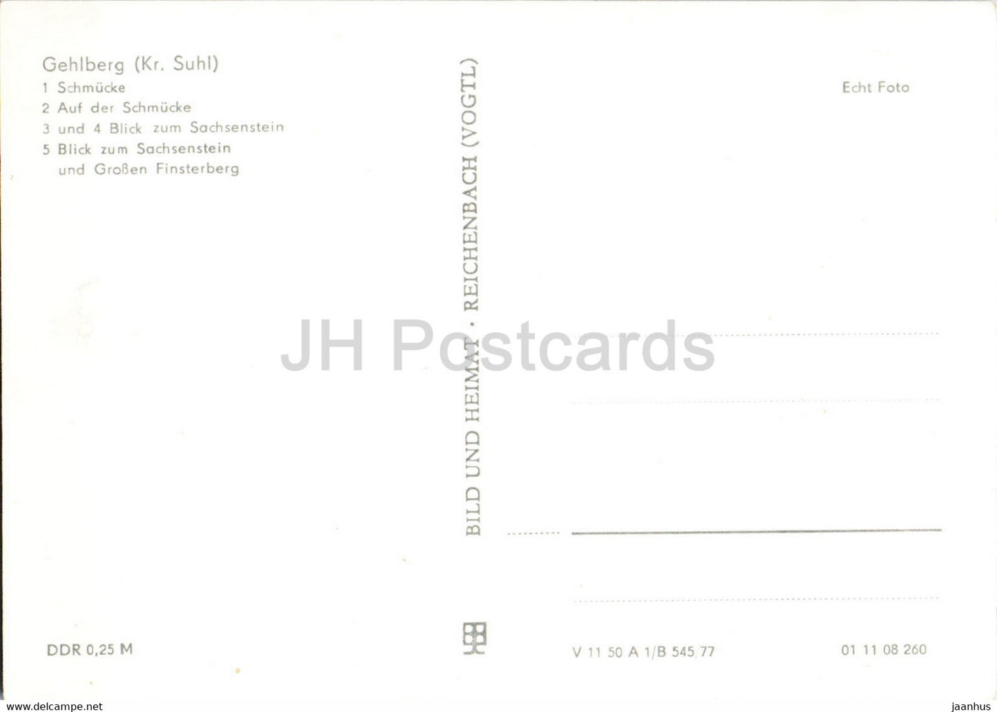 Schmucke - Thur Wald - Gehlberg - Sachsenstein - Finsterberg - old postcard - Germany DDR - unused