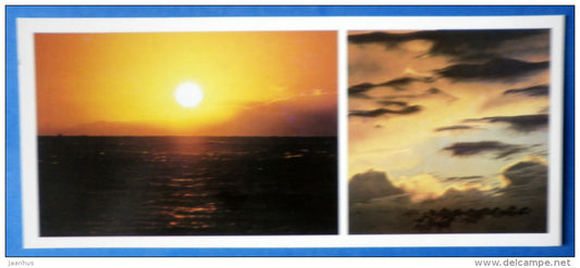 sunset - horses - Kulikovo Field - Battle of Kulikovo - 1984 - Russia USSR - unused - JH Postcards