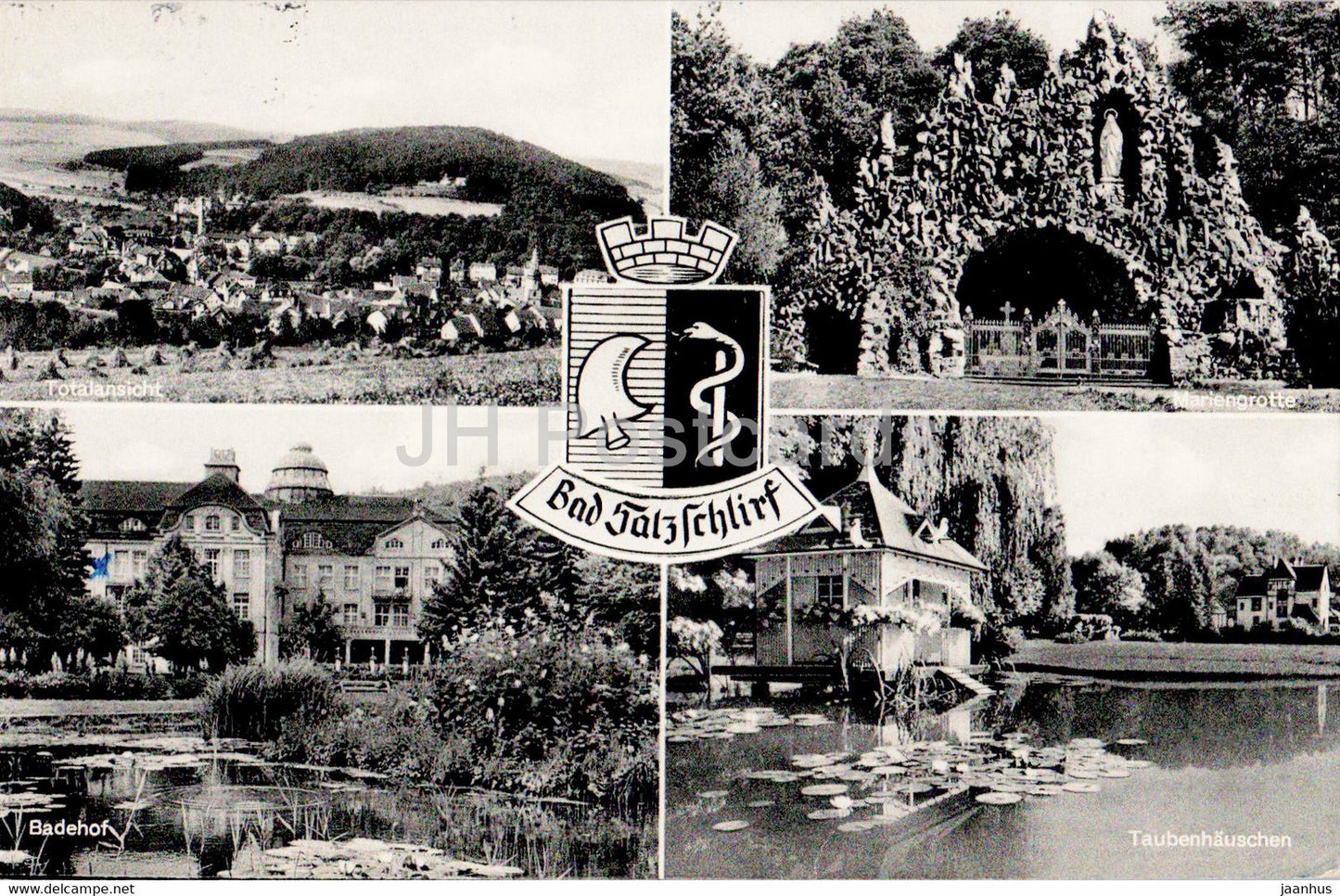 Bad Salzschlirf - Mariengrotte - Badehof - Taubenhauschen - old postcard - Germany - used - JH Postcards