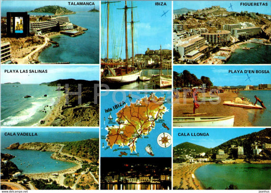 Ibiza - Isla Blanca - Diversos Aspectos - map - multiview - 461 - 1981 - Spain - used - JH Postcards