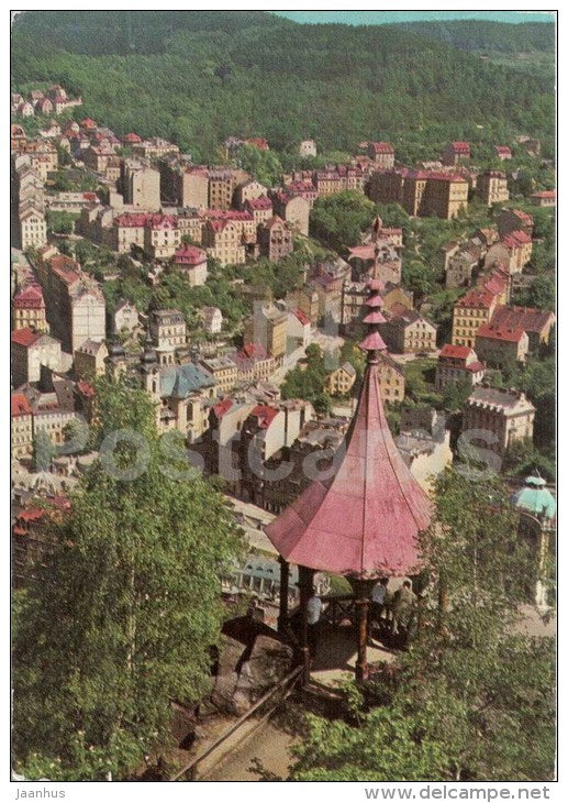 Karlovy Vary - Karlsbad - spa - Looking from the Stag´s Leap - Czechoslovakia - Czech - unused - JH Postcards