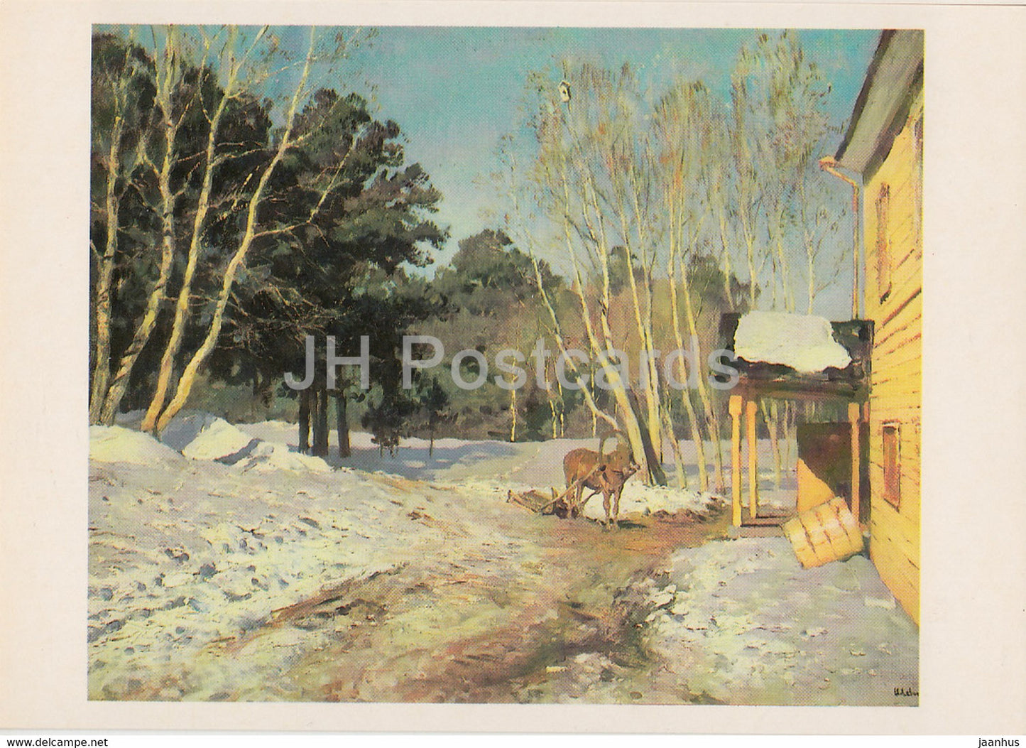 painting by I. Levitan - March Month - 1 - Russian art - 1985 - Russia USSR - unused - JH Postcards