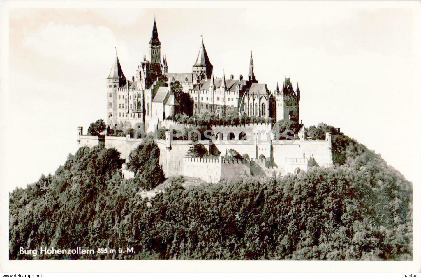 Burg Hohenzollern 855 m - old postcard - Germany - unused - JH Postcards