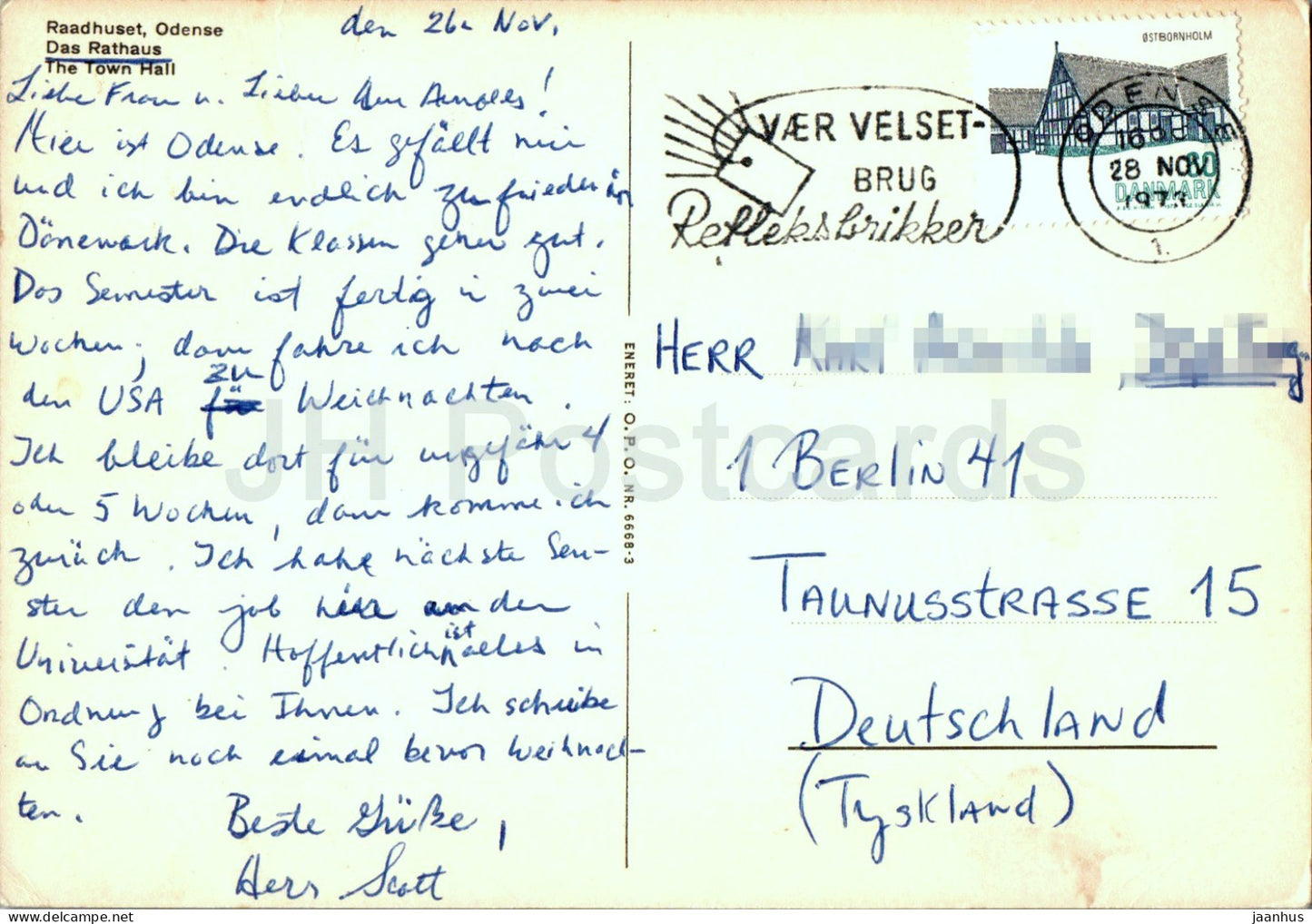 Odense - Raadhuset - The Town Hall - 1973 - Denmark - used