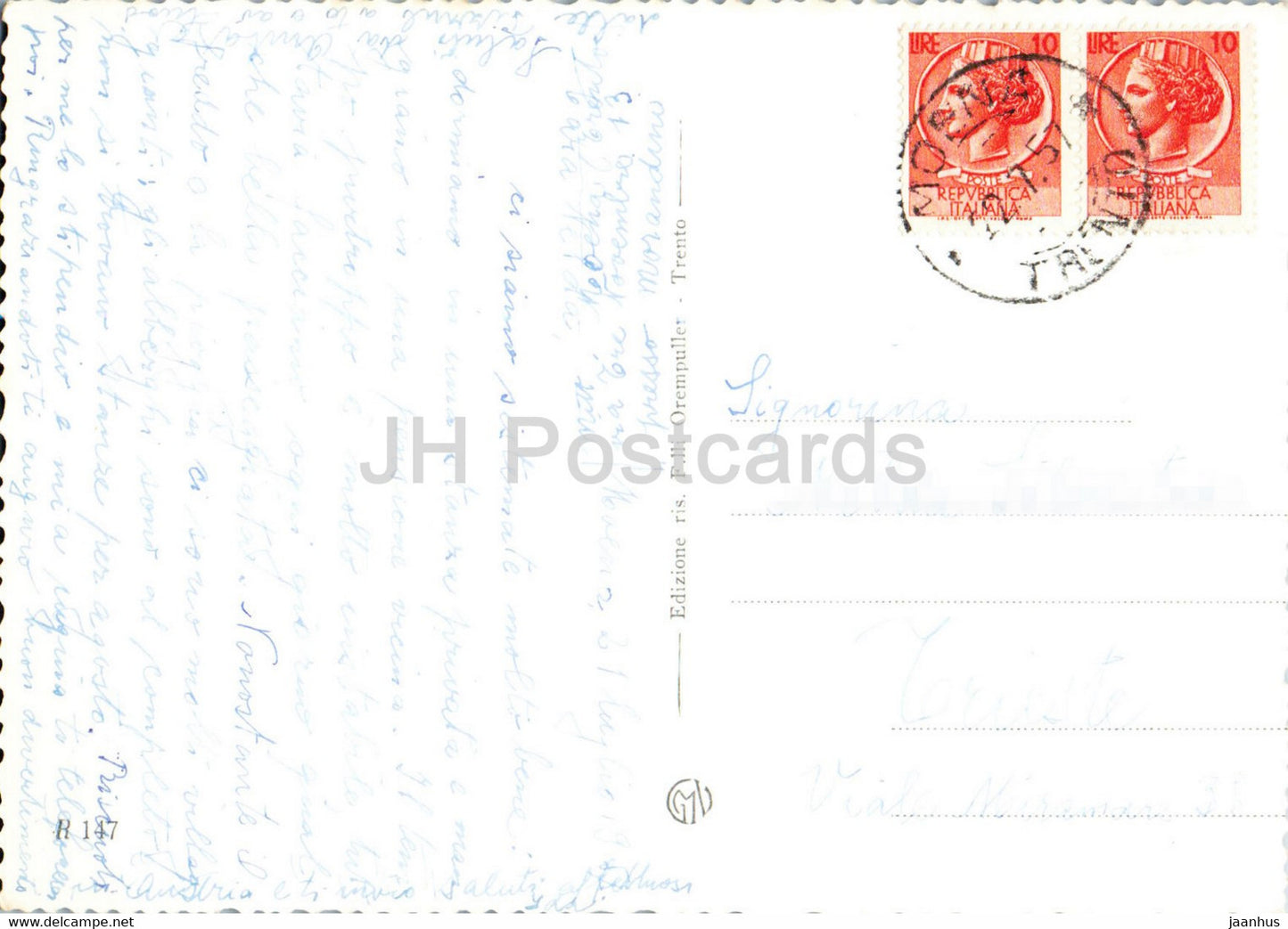 Moena - Dolomiti m 1200 - Panorama - alte Postkarte - 1957 - Italien - gebraucht