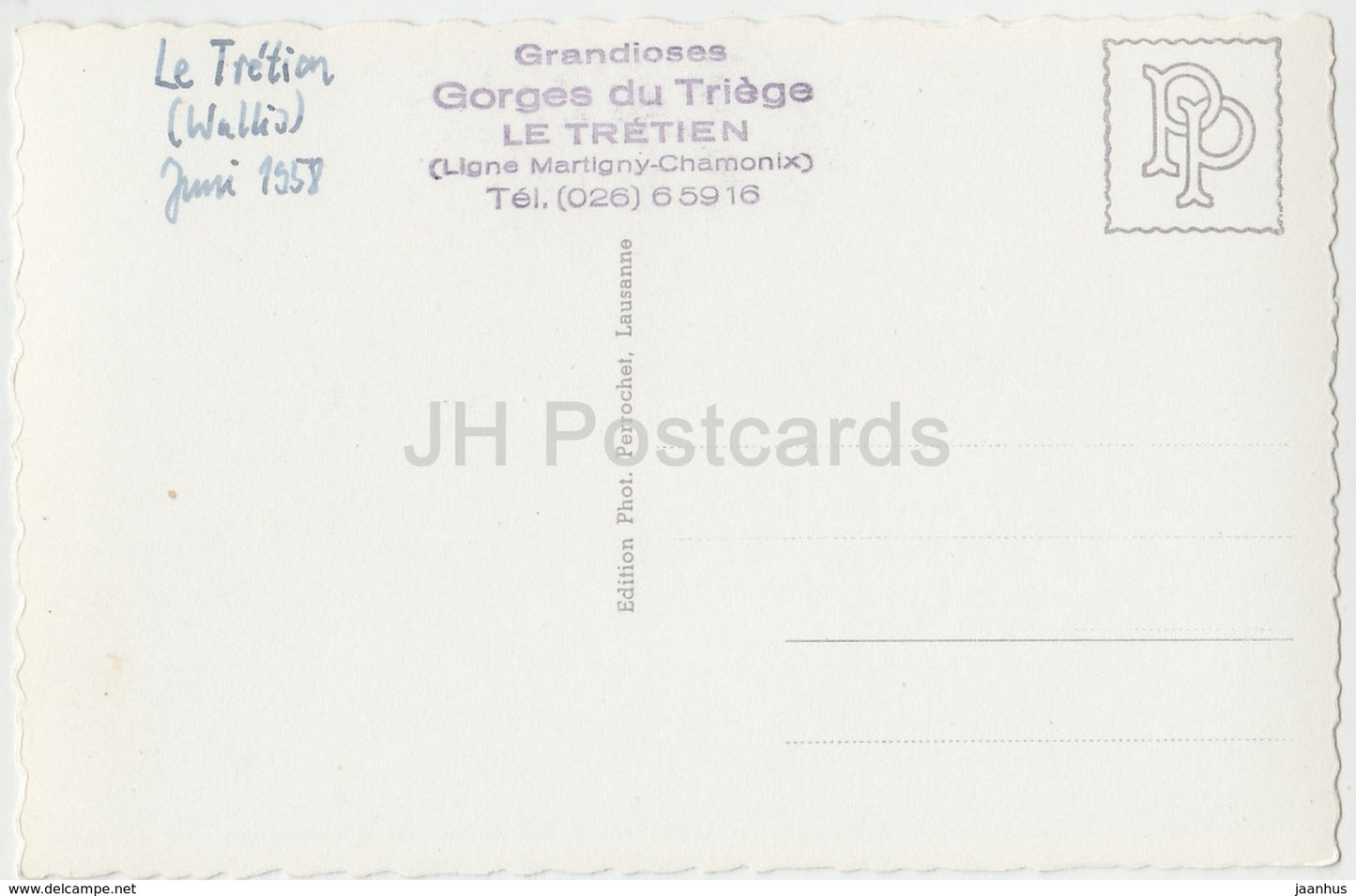 Gorges du Triege - Les Trois Ponts - Le Tretien - Valais - 3838 - Switzerland - 1958 - used