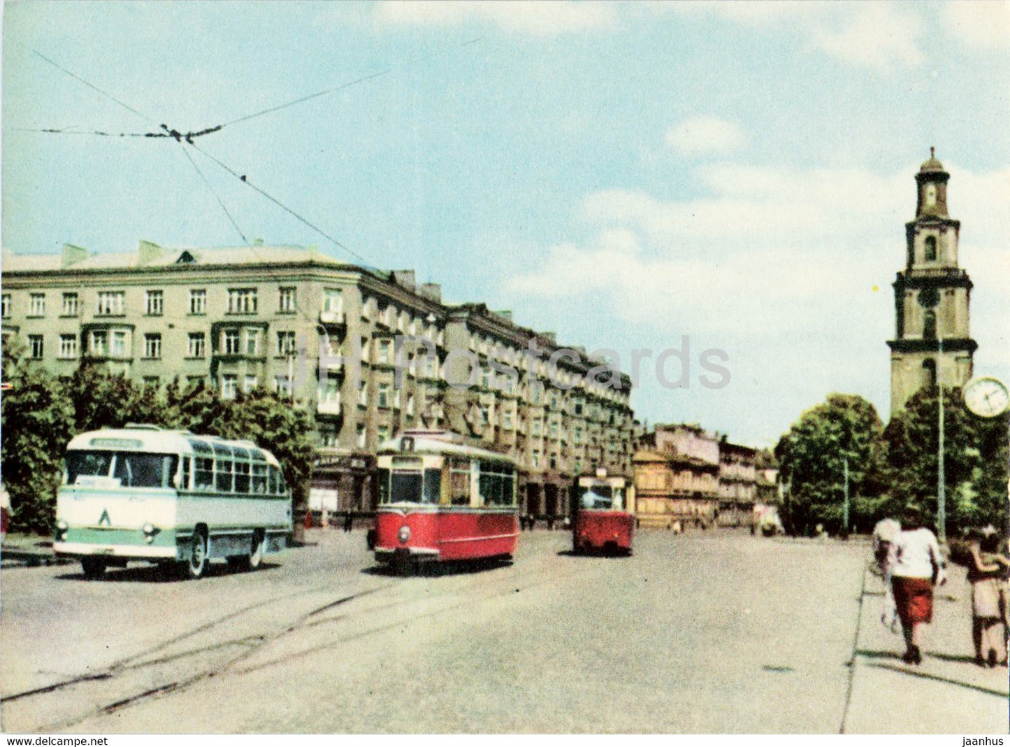 Liepaja - Lenin street - bus - tram - 1963 - Latvia USSR - unused - JH Postcards