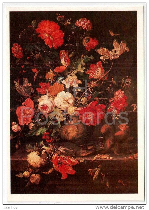painting by Abraham Mignon - Still Life . Flowersin the Vase - dutch art - unused - JH Postcards