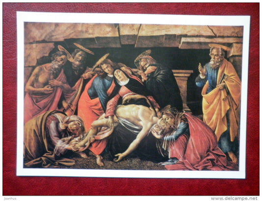painting by Sandro Botticelli - Lamentation of Christ - italian art - unused - JH Postcards