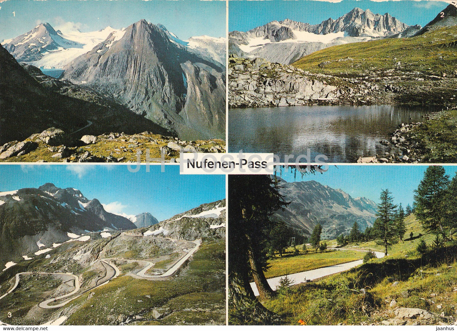 Nufenen Pass - Griesgletscher - Bergsee - Val Bedretto - multiview - 1971 - Switzerland - used - JH Postcards